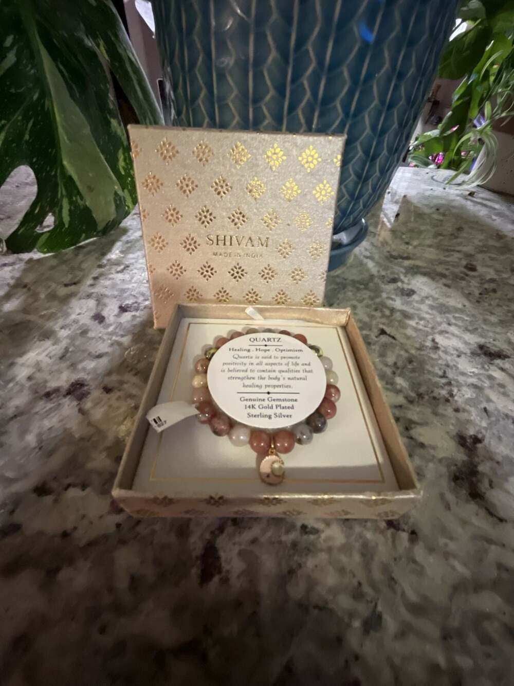 Shivam Quartz Gemstone 14K Gold Plated Sterling Silver Bracelet